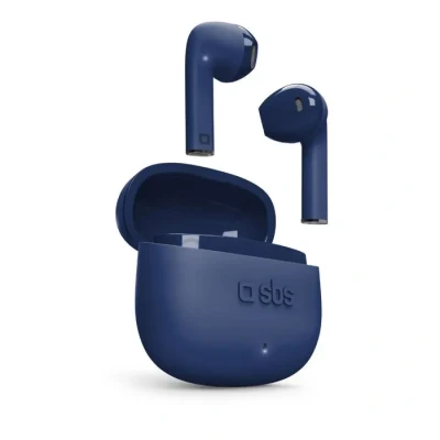 Image de SBS TWS One Colour Écouteurs avec étui de Chargement, Commandes tactiles et Microphone intégré, Assistant Vocal, jusqu&#039;à 3 Heures d&#039;écoute, câble Chargement USB C Inclus, Bleu