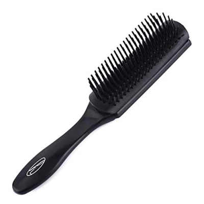 Image de Fine Lines Brosse à cheveux 7 rangées pour homme et femme Coussin en caoutchouc noir Idéal les bouclés ou fins extensions de Compagnon voyage parfait Design