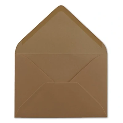 Image de Lot de 50 enveloppes Format C6 Marron 11,4 x 16,2 cm 120 g/m² Fermeture humide Sans fenêtre Pour invitations Glüxx Agent