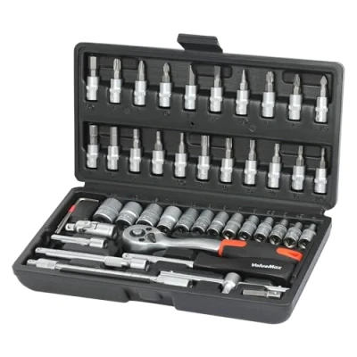Image de ValueMax Coffret de Douilles en Cr v avec Clé à Cliquet 1/4&quot; (72 Dents) Dégagement Rapide 46 Pièces