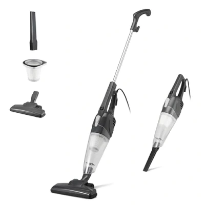 Image de Amazon Basics ― Aspirateur balai, appareil 2 en 1 avec câble, moteur ECO, filtre HEPA, léger, Noir