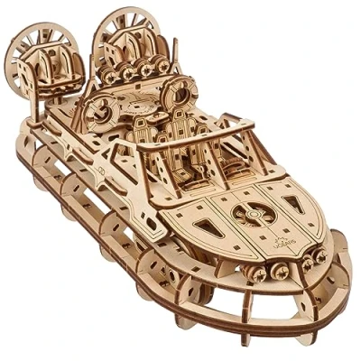 Image de UGEARS Aéroglisseur de Sauvetage Maquette en Bois à Construire Puzzle 3D Modélisme Bateau Monter Idéal pour Fans Construction et Maquettes