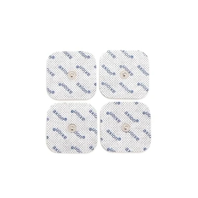 Image de 4 électrodes 5x5 cm axion Patch compatible avec les appareils COMPEX Electrostimulateur TENS et EMS connexion par bouton pression de 3,75 mm