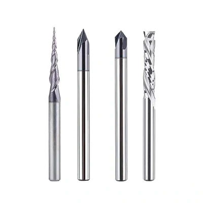 Image de SpeTool Lot de 4 Fraises en Carbure Tungstène Fraise CNC 4mm à Rainurer V Queue Bois pour Défonceuse Gravure sur