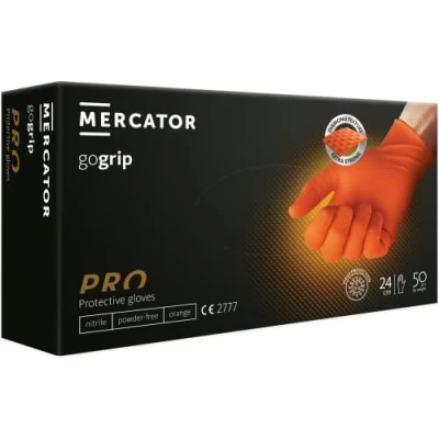 Image de Lot de 100 Gants protection en nitrile travail résistants jardin Taille S à XXL jetables confortables GoGrip Sans latex (L pièces, orange)