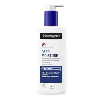 Image de Neutrogena Formule norvégienne Deep Moisture Lotion pour le corps (250 ml), pénètre immédiatement une hydratation intense pendant 72 heures, soin de la peau non grasse peaux sèches