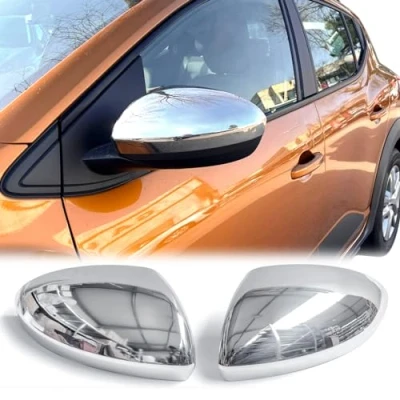 Image de Recambo Capuchon de rétroviseur en acier inoxydable compatible avec Renault Megane IV année construction à partir 2016&gt; Une paire capuchons rétroviseurs chromés