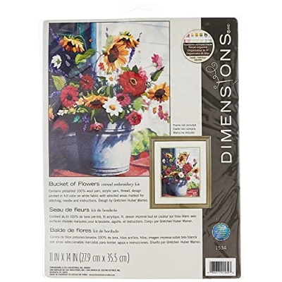 Image de Dimensions Seau DE Fleurs, Laine, Multicolore, Taille unique