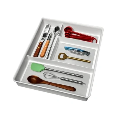Image de madesmart Organiseur de tiroir classique à 4 compartiments, en plastique, multifonction, pour tiroirs, blanc