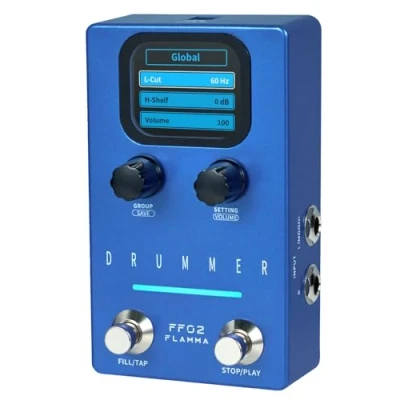 Image de FLAMMA FF02 Pédale de guitare pour machine à tambour 121 rainures batterie, 11 genres musique, Tap Tempo, rythmes personnalisables, E/S stéréo une utilisation en direct et studio