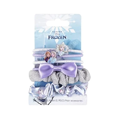 Image de Lot de 6 chouchous la Reine des neiges Design multicolore Fabriqué à partir matériaux résistants Différents motifs et formes Produit original conçu en Espagne