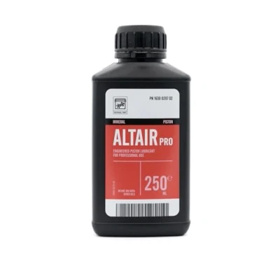 Image de Altair Pro Huile Lubrifiante pour Compresseur d’Air à Pistons, Minérale Compresseurs, Jusqu’à 250 Heures d’Utilisation, Degré de Viscosité ISO VG 100, Bidon 250ml