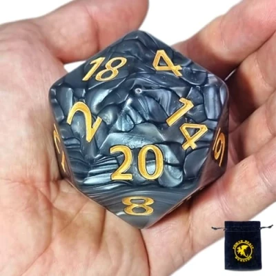 Image de Power Beast Dungeon dé Géant D20 55mm + Sac pour Le dés, Grand D&amp;D, Donjons et Dragons, Dungeons and DND, Dés Polyédriques.