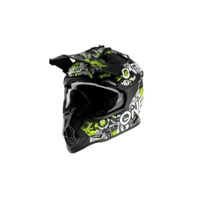 Image de O&#039;NEAL Casque de Motocross Enfants MX Enduro Norme sécurité ECE 22.05, aérations pour Une Ventilation et Un Refroidissement optimaux 2SRS Attack Youth Noir Néon Jaune Taille M