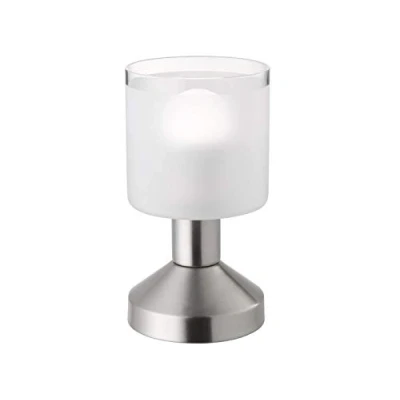 Image de Reality, Lampe de table, Gral 1xE14, max.40,0 W Verre satiné, Transparent claire, Corps: metal, Nickel mat Ø:9,0cm, H:17,0cm IP20,ON/OFF Touch