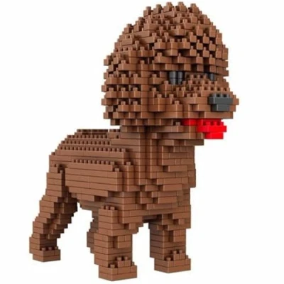 Image de Atomic Building Chien Caniche ou Poodle. Figure à Assembler avec des nanoblocs. 950 pièces.