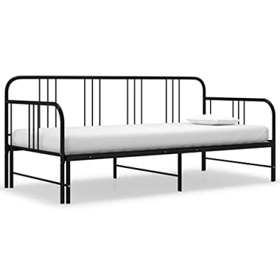 Image de vidaXL Cadre de Canapé Lit Extensible d’Invité Superposé Simple d&#039;Appoint Salon Salle Séjour Chambre à Coucher Noir Métal 90x200 cm