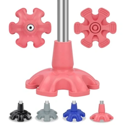 Image de supregear Pointe de Canne, 19 mm Canne en Caoutchouc Autoportante Adhérence Extrême Antidérapante à Six Points pour Pliante Accessoire Pied Pad