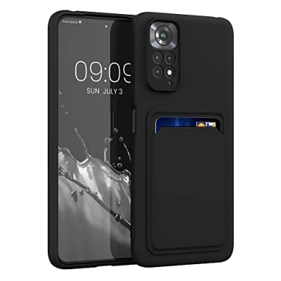 Image de kwmobile Housse Compatible avec Xiaomi Redmi Note 11 / 11S Coque de téléphone Compartiment Carte en Silicone Noir Mat