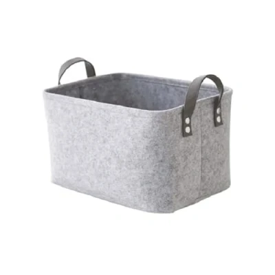 Image de JINYUNMIN felt storage basket,Boîte de rangement en feutre,Panier feutre gris rectangulaire,Pliable, avec deux poignées souples,pour ranger les vêtements, serviettes 38 x 28 24 cm