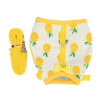 Image de 01 Harnais Lapin, Tissu Mesh Réglable Respirant Petit Chien pour Chinchillas Cochons d&#039;Inde Lapins Furets(M, Yellow Pineapple)