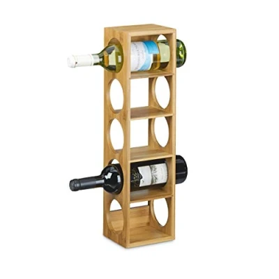 Image de Relaxdays Étagère à vin en Bambou, Lot de 4, 5 emplacements chacune, Design Moderne, HLP : env. 53 x 14 12 cm, Nature