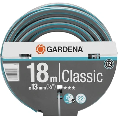 Image de Gardena Action de tuyau classique 13 mm (1/2 Pouce), 18 m: jardin universel en tissu cross robuste, impression 22 bars, résistant aux UV, sans pièces système (18001 20)