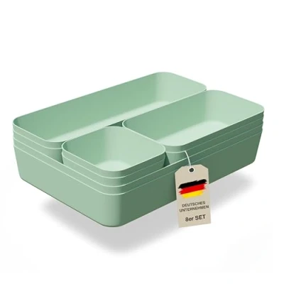 Image de VMbathrooms Ensemble de Séparateurs tiroirs pour tous les besoins Boîtes rangement pratiques bureau Votre aide idéale l&#039;organisation quotidienne (Vert)