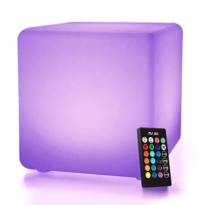 Image de MR.GO 25cm Veilleuse LED Cube Lumineux avec Télécommande, Couleur Changeante Lampe d&#039;ambiance, 16 RGB Couleurs, 8 Dimmable Éclairage