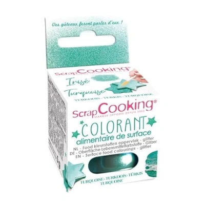 Image de ScrapCooking Colorants de Surface Irisé Turquoise Colorant Alimentaire Poudre Irisée Bleu Pour Pâtisseries, Biscuits, Macarons, Chocolats &amp; Pâte à Sucre 4079
