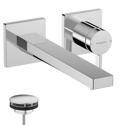Image de hansgrohe Tecturis E Mitigeur lavabo encastré avec garniture de vidage, Robinet salle bain longueur sous bec 22,5 cm, économie d&#039;eau (EcoSmart+), Chromé, 73051000