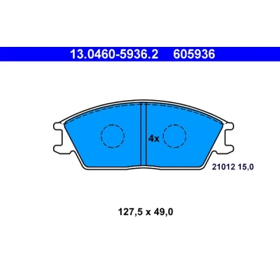 Image de ATE 13.0460 5936.2 Jeu de plaquettes frein non préparé pour indicateur d&#039;usure, contact signal d&#039;usure exclu HYUNDAI: ACCENT 1