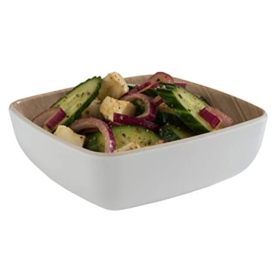 Image de APS &quot;Frida, bol en mélamine presque incassable, plastique robuste, 12,5 x 4,5 cm, à céréales, goûter, empilable, intérieur aspect bois, extérieur blanc, va au lave vaisselle.