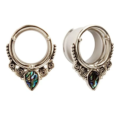 Image de KUBOOZ (1 Paire Populaire Sea shell Bouchons D&#039;oreille En Acier Inoxydable Tunnels Jauges Piercings Stretcher, Coquillage