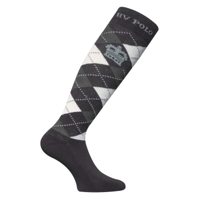 Image de HV Polo Chaussettes Argyle Charcoal Gris Soft Blue 35 38