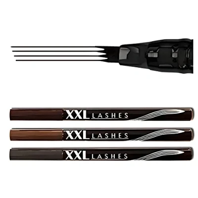 Image de XXL Lashes Stylo de tatouage sourcils, 4 Tip Pen, Crayon sourcils étanche Microblading avec applicateur précision à lignes, Maquillage pointes (Gris)