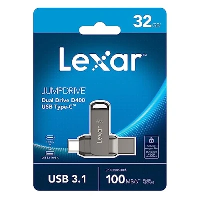 Image de Lexar JumpDrive LJDD400032G BNQNG lecteur USB flash 32 Go Type C 3.2 Gen 1 (3.1 1) Gris Neuf