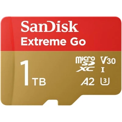 Image de SanDisk 1To Extreme Go Carte MicroSDXC + Adaptateur SD (pour Android Smartphone, Tablette, Action Cams, Drones, UHS I, jusqu&#039;à 200 MB/s, 5K, 4K UHD, Rescue Pro Deluxe, V30, Class 10, U3) pour Amazon