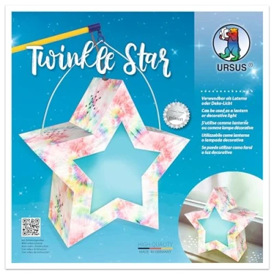Image de URSUS 18770008 Twinkle Star Arc en Ciel Batik, kit Complet pour bricoler Une étoile Qui Peut Servir de Lanterne ou lumière décorative, Instructions incluses, idéal Les cortèges fête