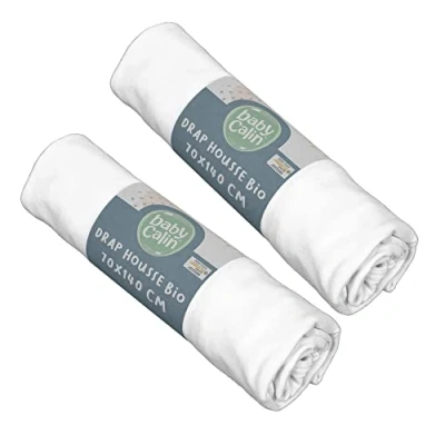 Image de babyCalin Bio Set de 2 Draps Housse 70 x 140 cm