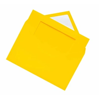 Image de folia 110314 Passe partout grainé avec découpe rectangulaire, env. 11 x 18 cm, 3 cartes (220 g/m²) et enveloppes, jaune banane, idéal pour invitations, félicitations ou de vœux