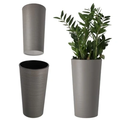 Image de KADAX Pot de Fleurs Haut pour Sublimer l&#039;Intérieur et l&#039;Extérieur, Alliance Parfaite Entre Design Moderne Fonctionnalité Exceptionnelle (Gris, 37 cm)