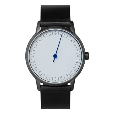 Image de slow Rond 17 Cuir noir, boîtier anthracite, cadran bleu