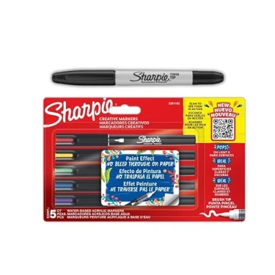 Image de Sharpie marqueur créatif Brush Couleurs assorties BL5 + un seul Twin Tip