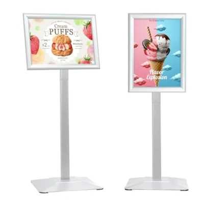 Image de STANDNEE Porte affiche a3 sur pied Présentoir Robuste Stand d’enseignes Support de sol enseignes, d’affiches Socle Panneaux debout pour annonces, menu, avis, fêtes (argent)