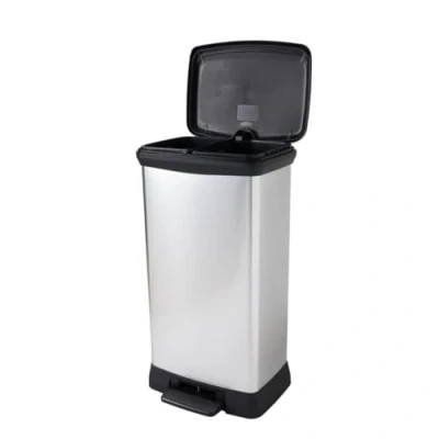 Image de CURVER Poubelle rectangulaire Deco Bin Duo 23 L + Argent métallisé