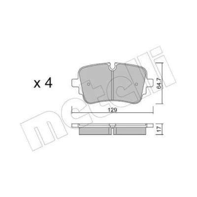 Image de METELLI 22 1130 1 Jeu de plaquettes frein préparé pour indicateur d&#039;usure AUDI: Q7, A6 C8 Avant, Q8, VOLKSWAGEN: Touareg III