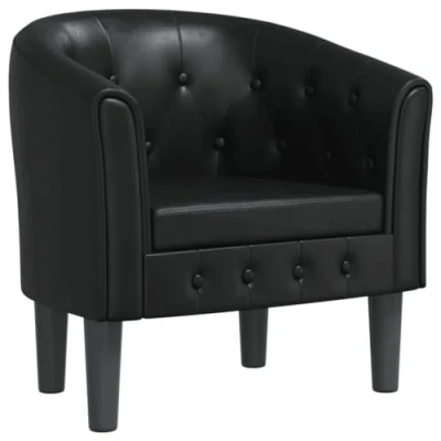 Image de vidaXL Fauteuil Cabriolet, Chaise avec Accoudoirs, Canapé Dossier, Siège Rembourré, Meuble de Salon Chambre, Moderne, Noir Similicuir