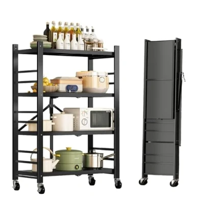 Image de MAGIC SELECT Étagères Verticales. Étagère Modulaire Multi Usage. à roulettes. Debout Pliante. Meubles de Cuisine, Salle Bain, Chambre, Salon avec 4 Rangement.