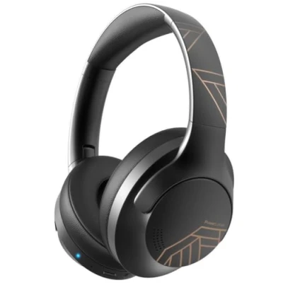 Image de PowerLocus Casque Bluetooth sans Fil, 50 h de Jeu, Audio 5.3 avec 4 Modes EQ, Pliable, HiFi Stereo, Microphone pour iPhone/Voyage/PC (Noir)